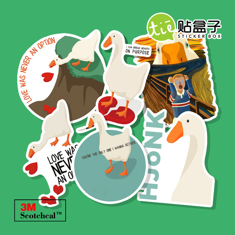 创意大鹅卡通贴纸旅行箱笔记本手机滑板汽车防水3m贴画自行车贴纸