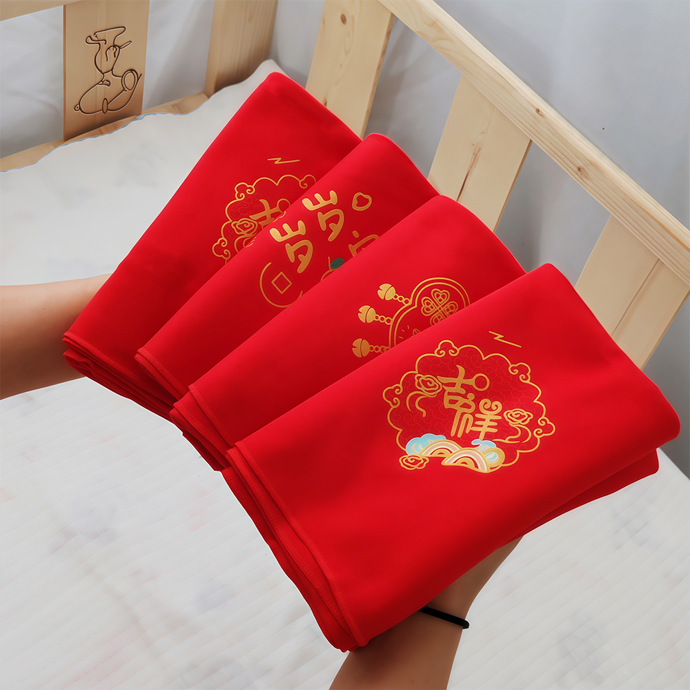 初生婴儿红色抱被纯棉a类四季百福包单新生儿大红色包单  20001