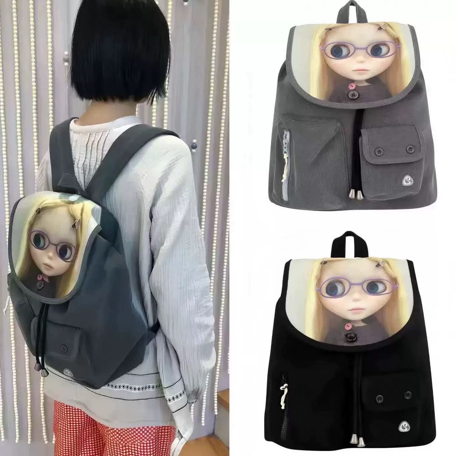 韩国coyseio背包高级质感女包卡通娃娃数码印花复古休闲双肩包,箱包皮具/热销女包/男包,痛包,淘宝优惠券,粉丝福利购,淘宝优惠卷