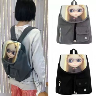 韩国coyseio背包高级质感女包卡通娃娃数码印花复古休闲双肩包