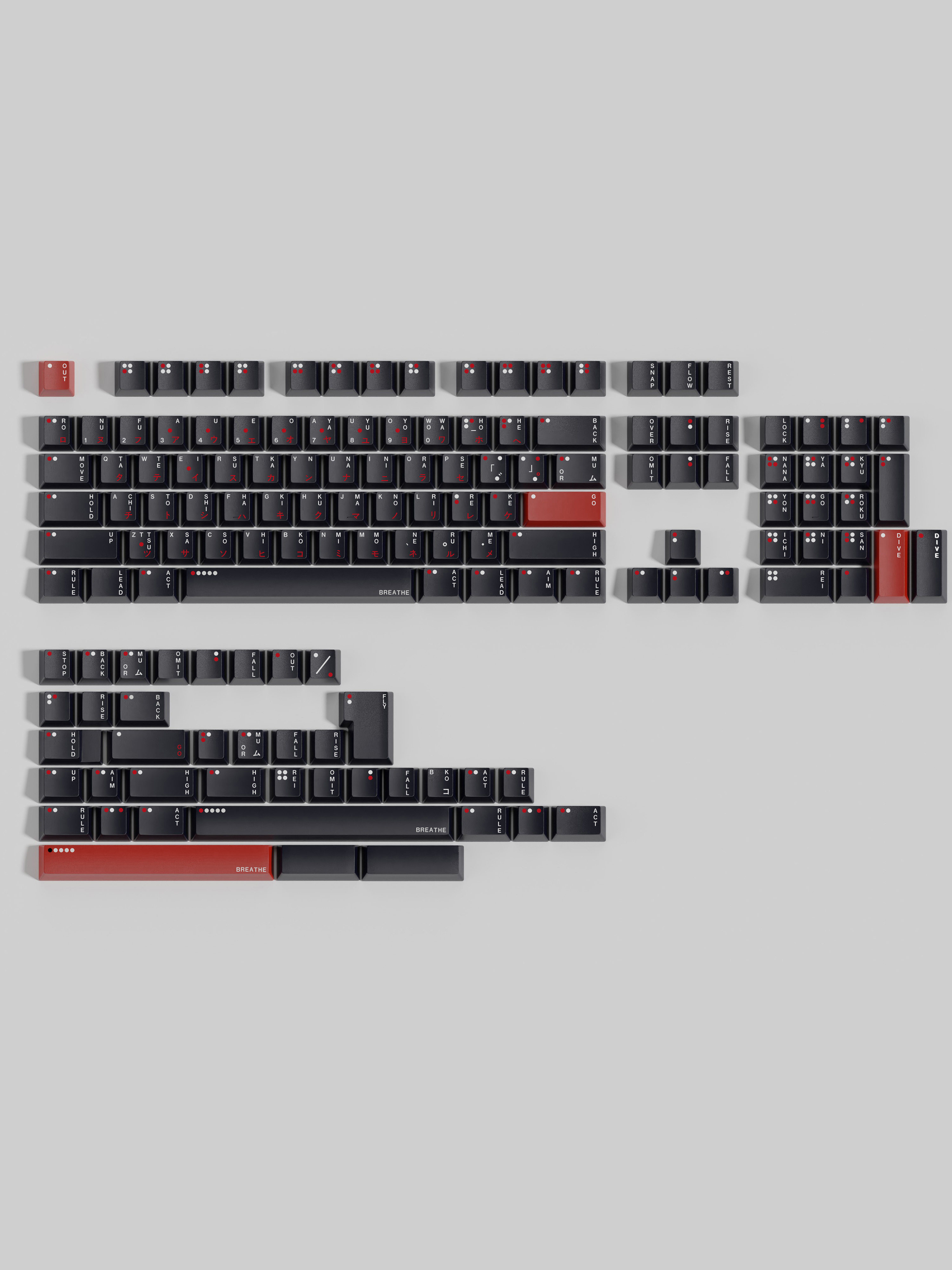 RED GREY - CUSTOM KEYBOARD PBT SUBLIMATION ORIGINAL HEIGHT KEYCAP SPLIT SPACES