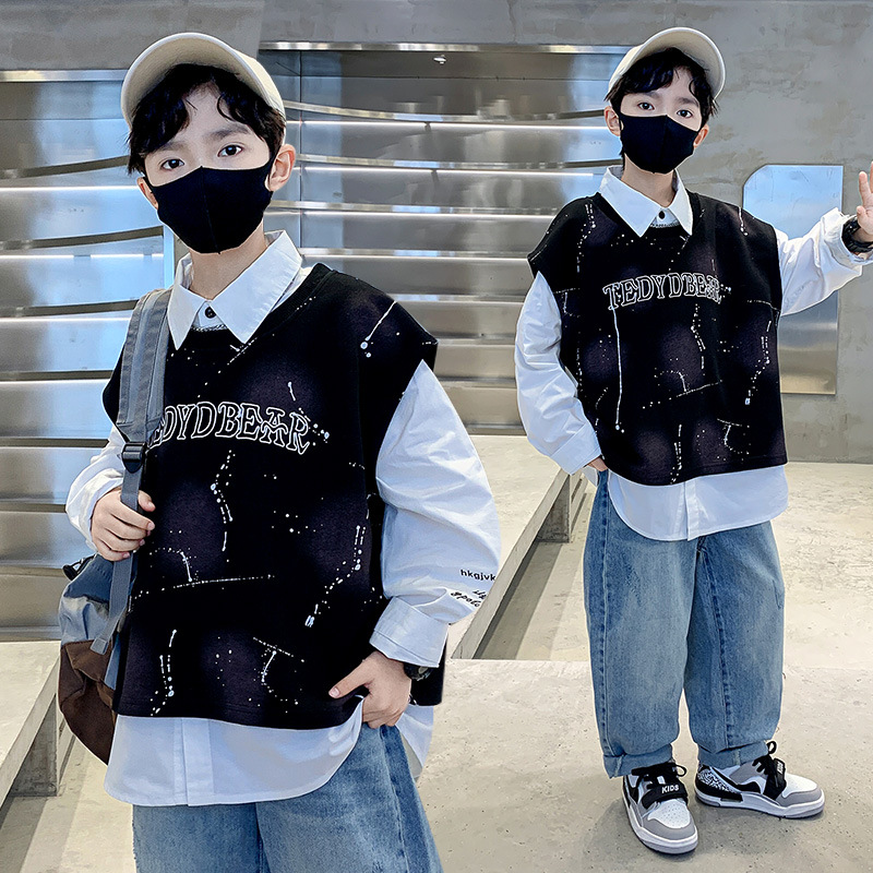 马骑顿童装小贝潮品吾名堂官方旗舰店两个小朋友小虎宝儿男童卫衣