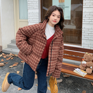 新款短款格子羽绒服9688-P285-K398图片