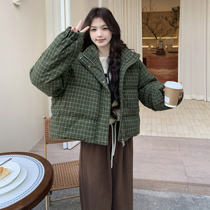 短款90绒格子羽绒服9556-P285-K398图片
