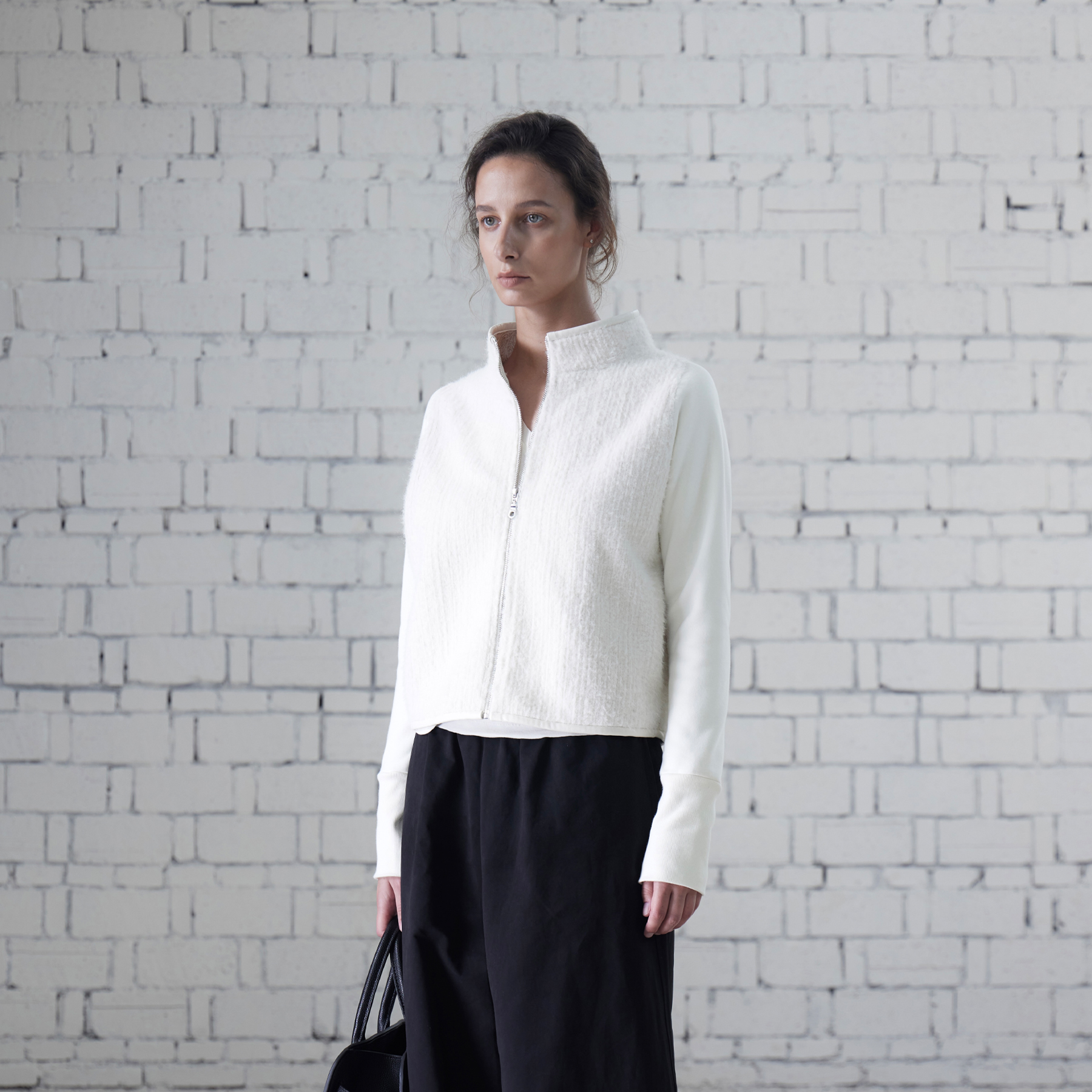 小立领腰果花皮毛一体拼接短款