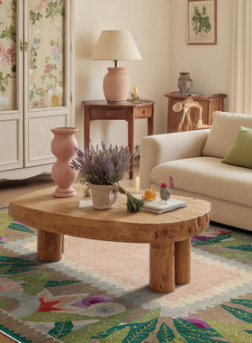 美式花卉花框乡村田园风绿色叶子草红色紫色客厅卧室地毯地垫