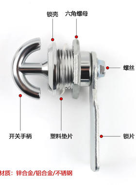 MS715开关柜配电箱铁皮柜机箱柜五金机械设备圆弧形把手锁圆柱锁