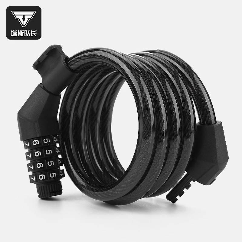 TOSUOD自行车钢缆四位密码锁山地公路专用防盗便携式链条锁配件