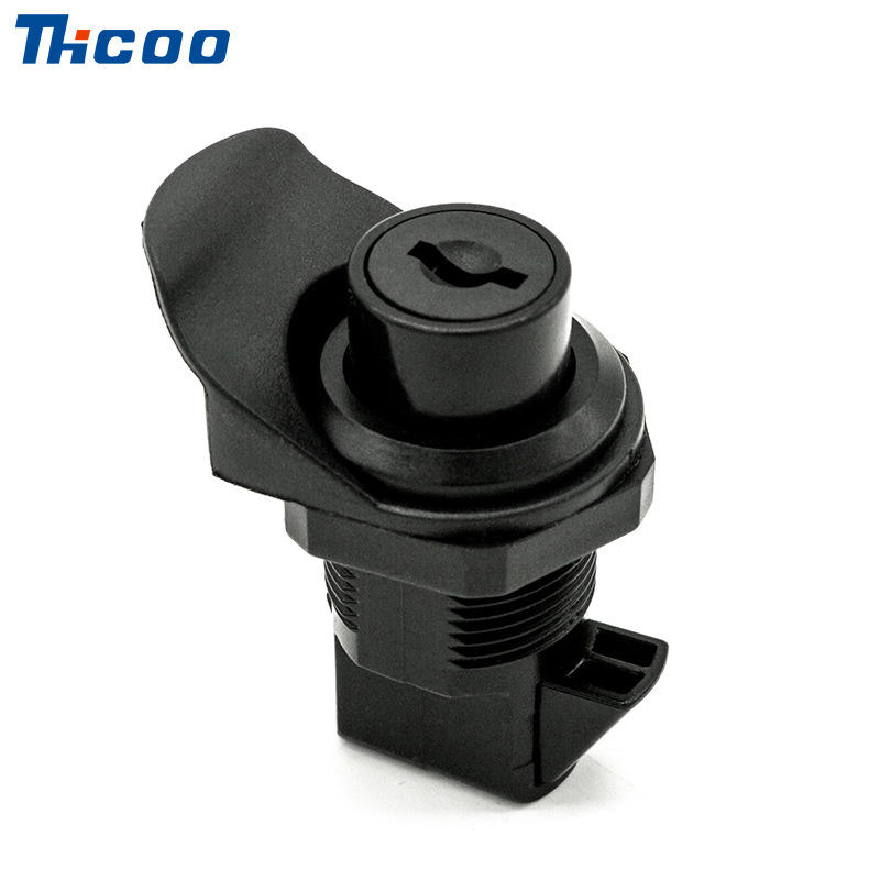 斯科A6214按压式转舌锁MS750开关电柜门配电箱锁黑色塑料按钮锁