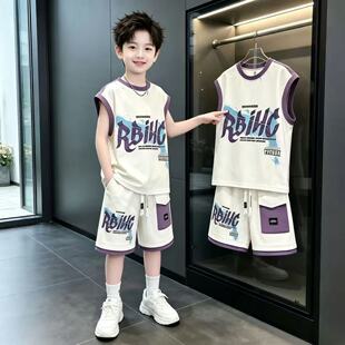 儿童篮球服套装男童夏季新款运动服中大童男孩短袖球衣背心两件套