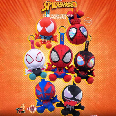 正品HotToys漫威蜘蛛侠COSBI盲盒毛绒玩偶公仔包包挂件男生日礼物