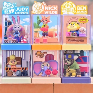 正版 手办摆件公仔礼物 圆野疯狂动物城拼场景系列盲盒朱迪尼克拼装