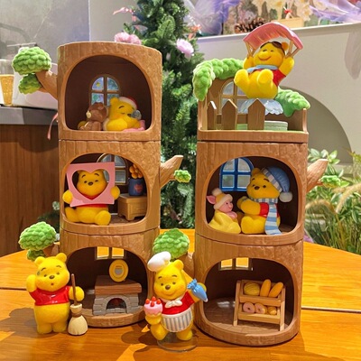 正版TOPTOY小熊维尼树屋系列潮玩盲盒噗噗公仔手办送生日礼物摆件