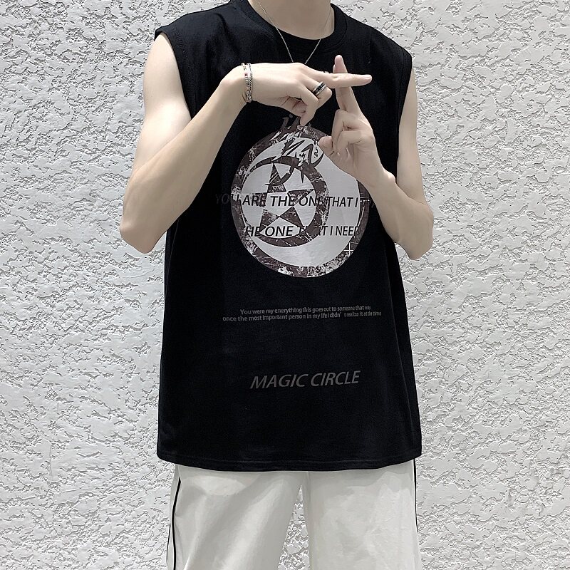 2021年夏季新款无袖背心T恤纯棉短袖T恤男A061-B,男装T恤,电商A061