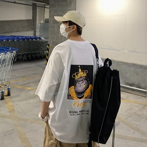 2021新款 港风白色印花短袖T恤男A061-T3002图片