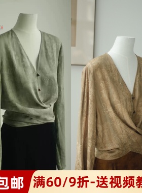 素衣彼时3376春秋女士腰部交叉系带长袖上衣纸样知性温柔衬衫样板