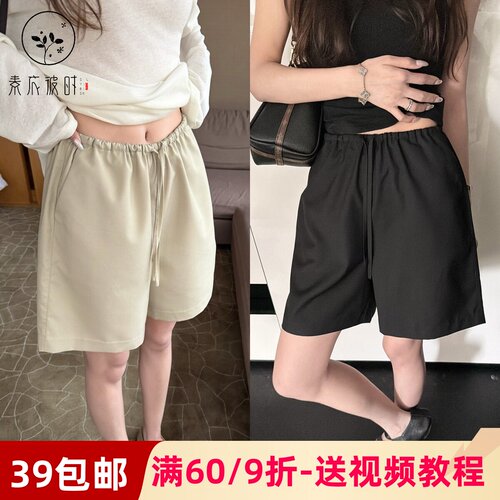 素衣彼时5064夏季女短裤纸样休闲宽松极简窄边松紧腰阔腿短裤样板