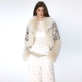 新色拼接环保皮草毛毛短外套冬季 芝士雪豹 CSFC热卖 氛围时髦显瘦