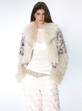 芝士雪豹 CSFC热卖新色拼接环保皮草毛毛短外套冬季氛围时髦显瘦