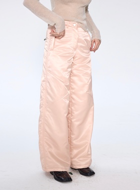 这个冬天不会冷 CSFC水波感锻光防水滑雪裤粉色充棉可调节裤长
