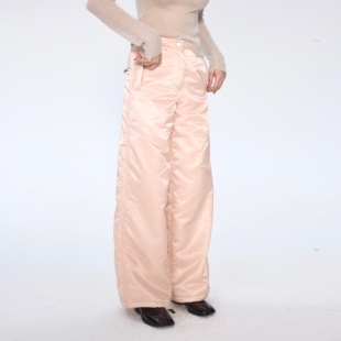 这个冬天不会冷 CSFC水波感锻光防水滑雪裤粉色充棉可调节裤长