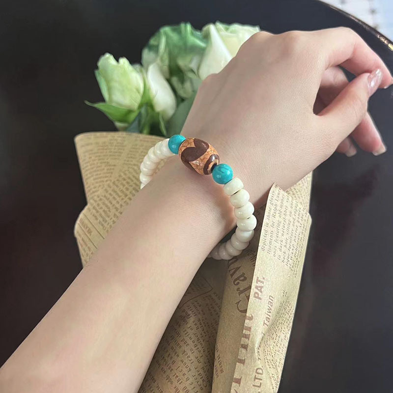 西藏牦牛骨手串玛瑙虎牙火供天珠手链复古轻奢民族风男女