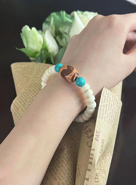 西藏牦牛骨手串玛瑙虎牙火供天珠手链复古轻奢民族风男女