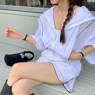 阔腿休闲短裤 抽绳防晒衣短外套女 两件套 连帽长袖 韩国东大门时尚