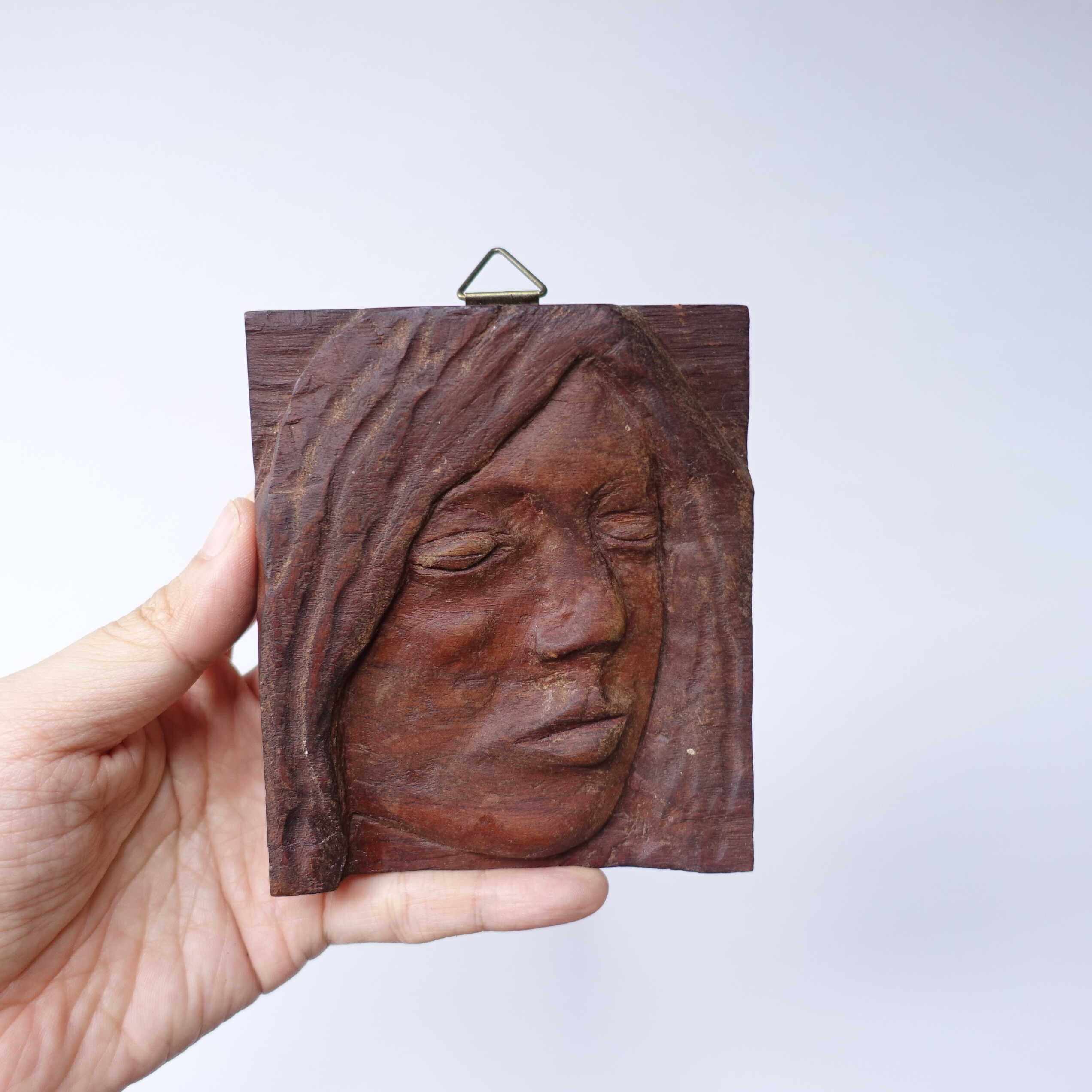 vintage中古意大利手工木雕头像浮雕装饰摆件挂画客厅卧室j