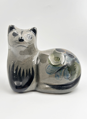 墨西哥艺术家手工陶瓷动物猫装饰摆件居家饰品工艺品
