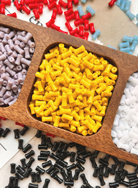 新款卡4奶油色系仿玉琉璃小竹节散珠串珠diy手工发簪手链服饰配件