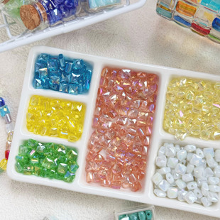 6mm扁方水晶玻璃珠手机链DIY饰品配件手串串珠散珠手链高级感材料