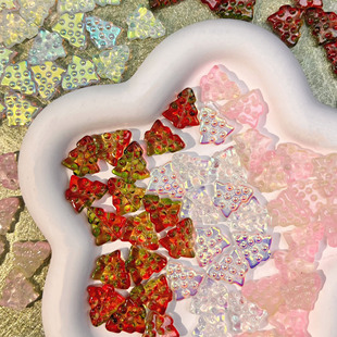 热销圣诞树琉璃珠手工DIY配件手串项链饰品吊坠直孔串珠立体材料