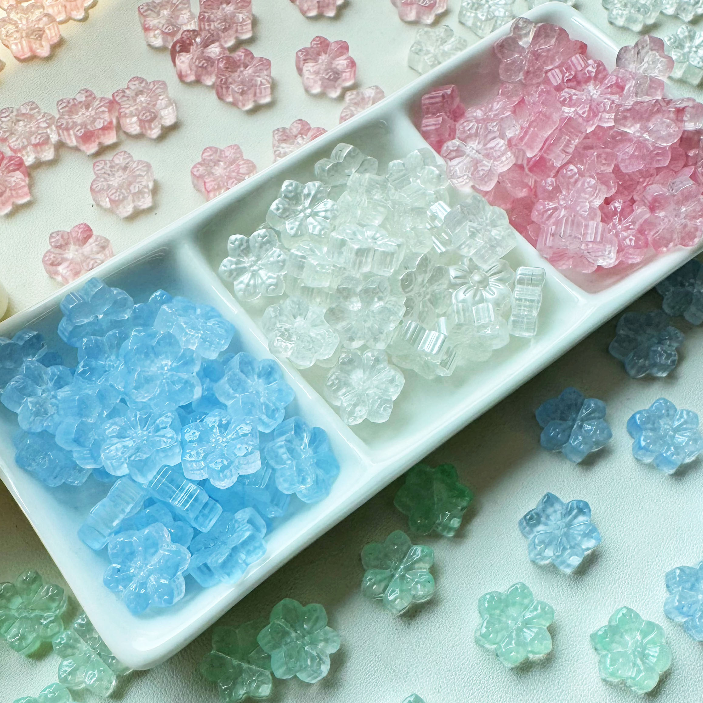 12MM雪花琉璃珠手串diy服饰配件项链手机链钥匙扣玻璃直孔材料新