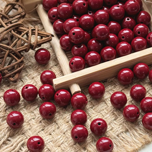 14mm仿朱砂石琉璃珠串珠DIY饰品配件手串项链辅料玻璃珠子散珠