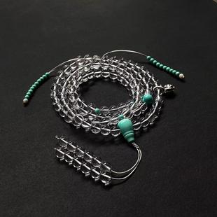 【天然绿松石手链（不是假的松石）】白水晶108粒手链 白水晶手链