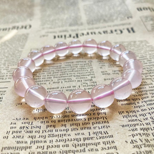 天然粉水晶手链 单圈冰种粉晶手链 果冻粉水晶手串 大颗粒招桃花