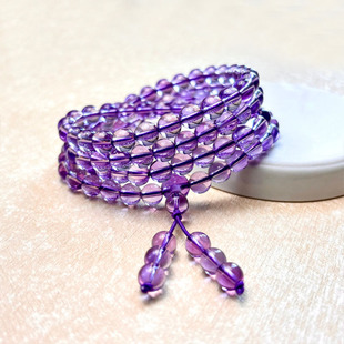 全净体水晶 玻利维亚色紫晶手链 天然紫水晶手链 108粒紫水晶手串