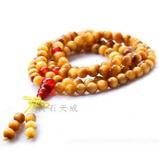 天然金虎眼石108颗佛珠手链 108颗金虎眼石多圈念珠手串