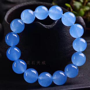 天然蓝玉髓手链 男女款玉髓单圈手串 时尚百搭饰品