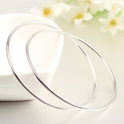 光面耳环S925纯银耳圈女极简约韩国个性夸张网红大耳钉潮时尚气质