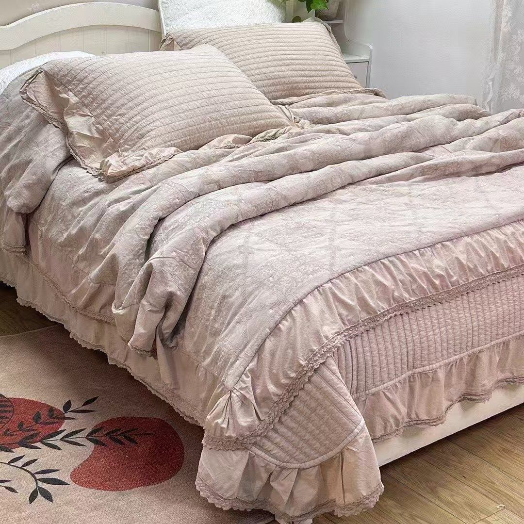 韩国高端砂洗纯棉床盖三件套多功能夹棉被套四件套夹棉床单套件,床上用品,床盖,淘宝优惠券,粉丝福利购,淘宝优惠卷