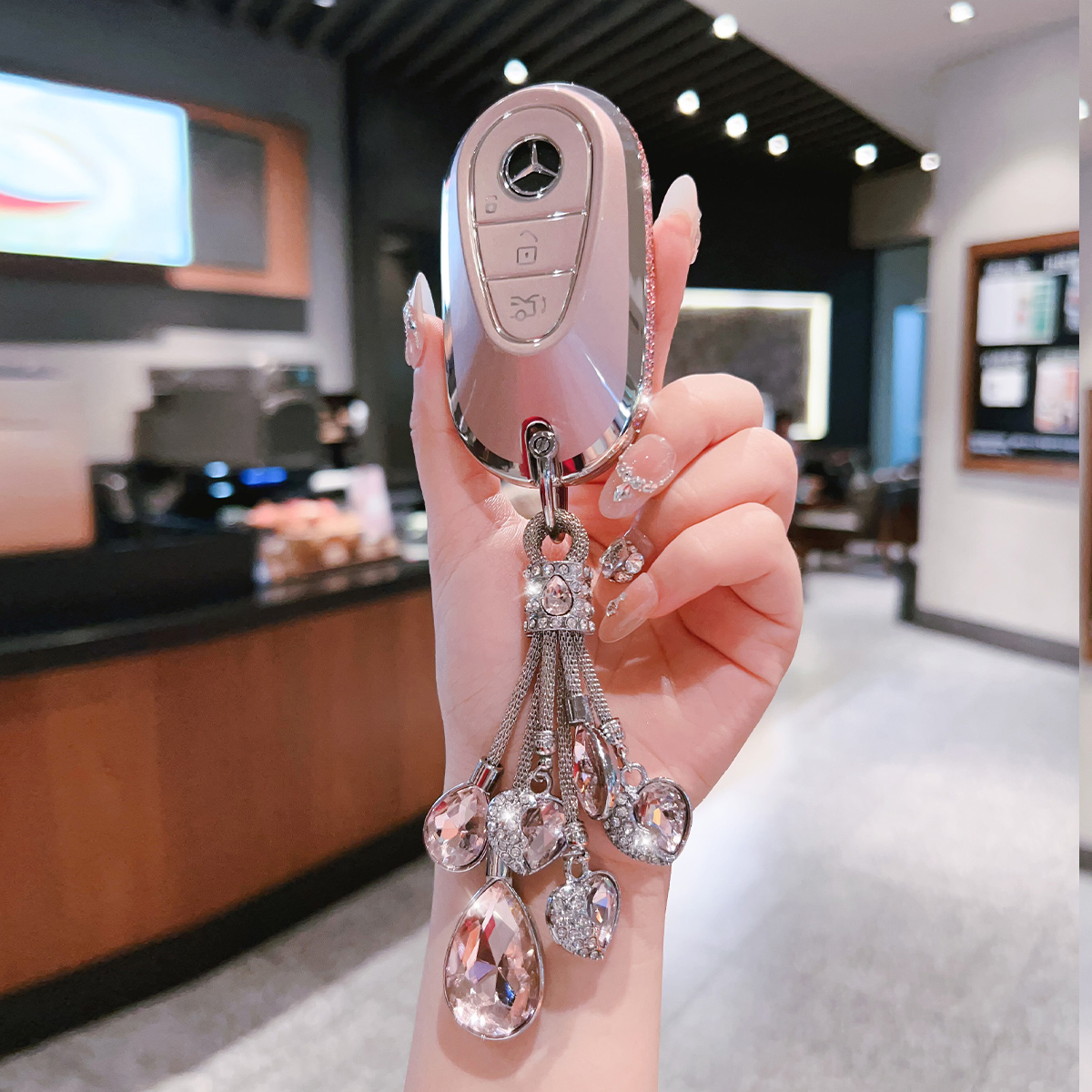 奔驰CLC车钥匙套壳侧钻粉女生用