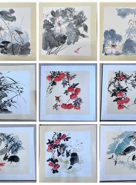 纯手绘花鸟国画卡纸画心装饰画