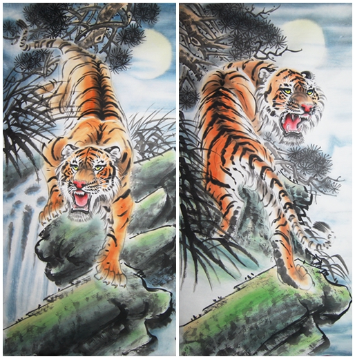 特价纯手绘虎年国画老虎下山虎镇宅玄关风水字画客厅装饰画水墨画