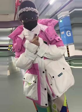 休闲欧货拼色白鸭绒潮牌户外大版