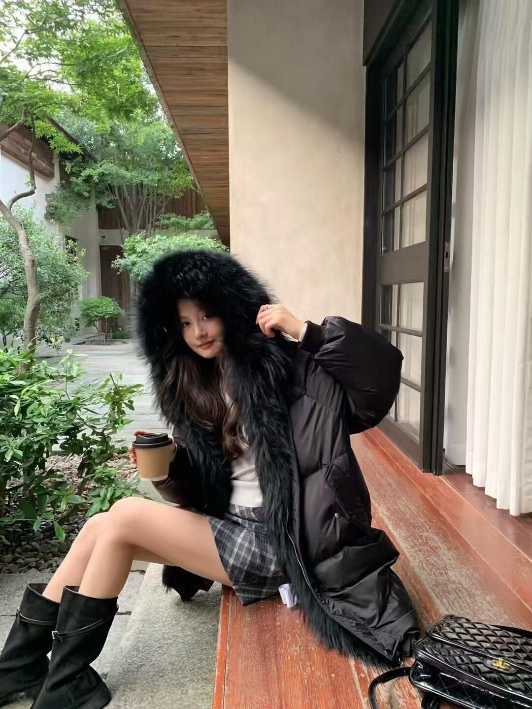 高端新国标白鹅绒羽绒服配真貉子毛领宽松加厚保暖冬季外套女潮