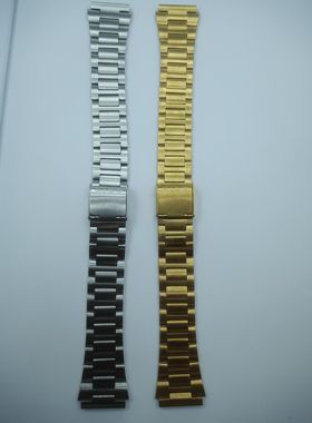 适配卡西欧A159W-A158WA A168 f91w B640W小方块不锈钢表带18mm