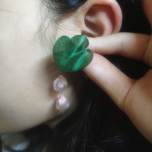 日系首饰系列欧根纱可爱超仙小众泡泡花春晨露珠耳钉耳夹清新显白