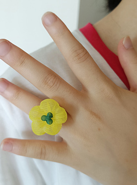 日系首饰系列欧根纱可爱超仙小众泡泡花雏菊开口戒指清新显白百搭